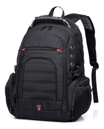 Mochila Executiva Reforçada Alça Cabo De Aço C/ Cadeado 40 Litros Masculina Bange Premium Para Notebook 17,3 Polegadas Viagem Bordo Impermeável Cor Preto
