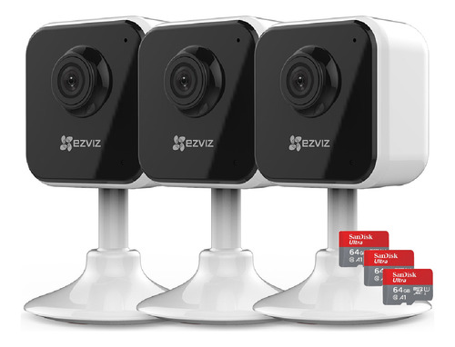 Kit 3 Mini Camaras De Seguridad Wifi Ezviz + Memorias 64gb