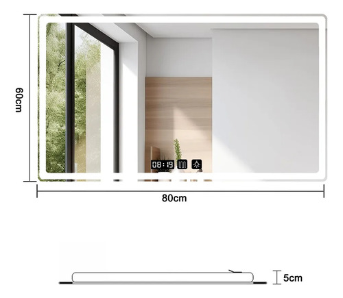 Espejo Led Baño Touch 3 Modo Con Función Antivaho 80*60cm Ma