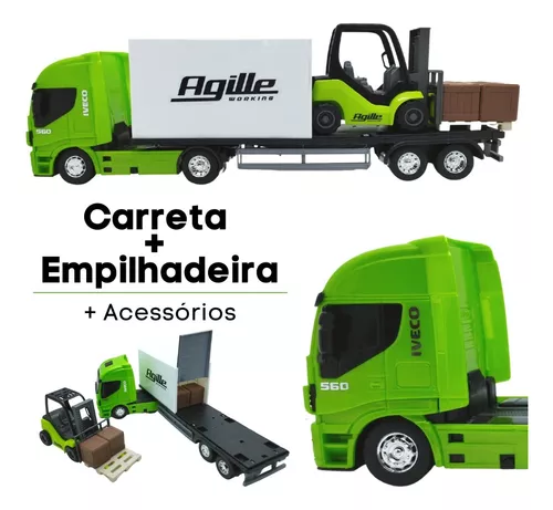 Brinquedo Caminhão Iveco C/ Empilhadeira Miniatura - Usual