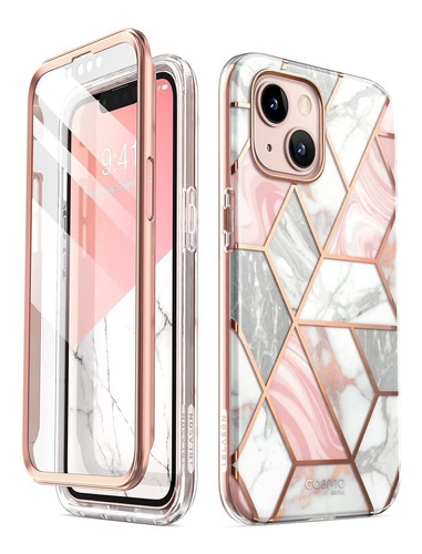 Funda Para iPhone 13 Mini 5.4 Geometrica Rosa Con Protector