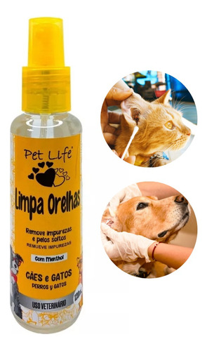 Limpa Orelha Melhor Pets Veterinário Spray 120ml Animais Bom