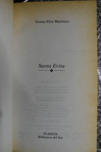 Santa Evita Tomás Eloy Martínez .eva Perón C192 (Usado)