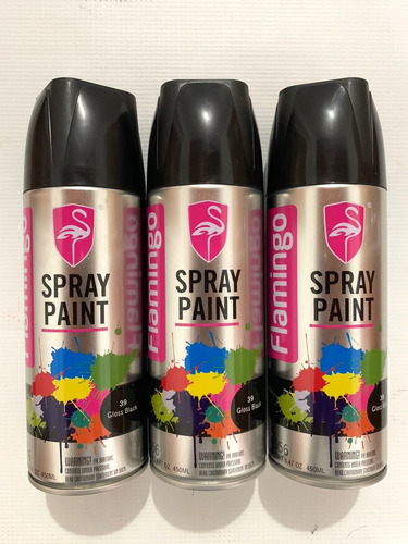 Pintura En Spray Negro Brillante Flamingo 450ml