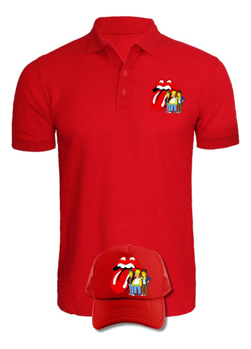 Camiseta Tipo Polo Rolling Stones S Obsequio Gorra Serie Red