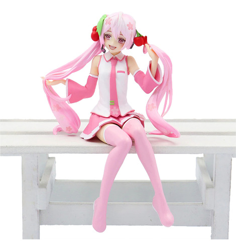 Figura Miku Hatsune Vestido Rosa Vocaloid Pvc + Silla Pvc