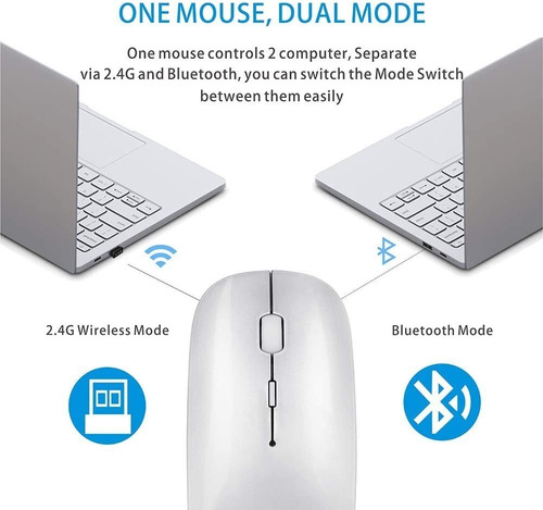 Imagen 6 de 8 de Mouse Óptico Inalámbrico Bluetooth 2.4ghz Con Dpi Ajustable