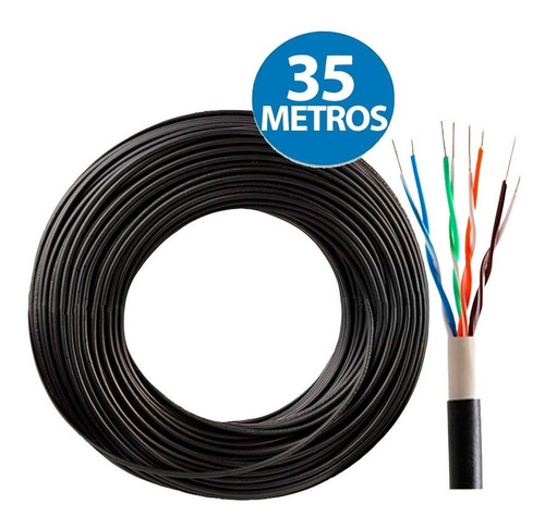Imagen 2 de 3 de Rollo De 35 Mts Cable Utp Cat5e Intemperie Outdoor Internet