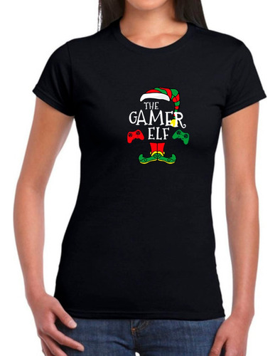 Franela Para Damas Estampada Diseño Navidad Elfo El Gamer 