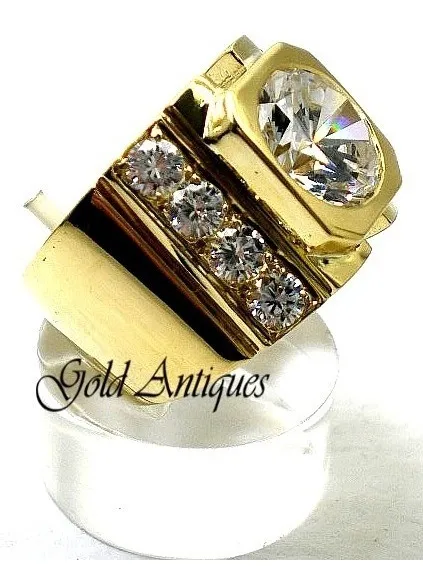 Anillo De Oro 18 Kt Y Zafiros Blancos
