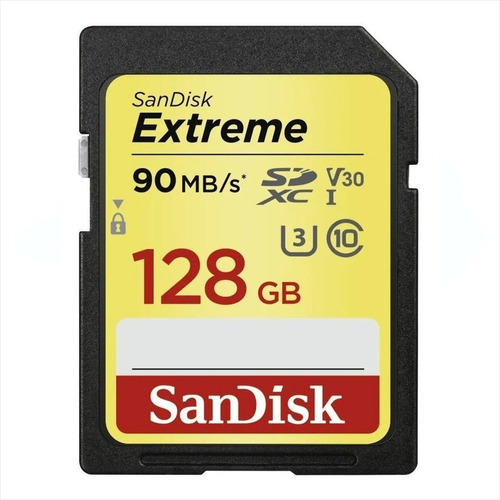 Tarjeta Sdxc 128gb Uhs-i C10 U3 V30 90mb/s, Sandisk Extreme 