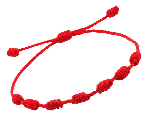 Pulsera Hilo Encerado 7 Nudos Rojo Contra Envidia.