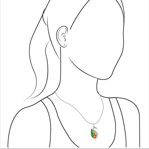 Dije De Cisne Ammolite En Plata De Ley