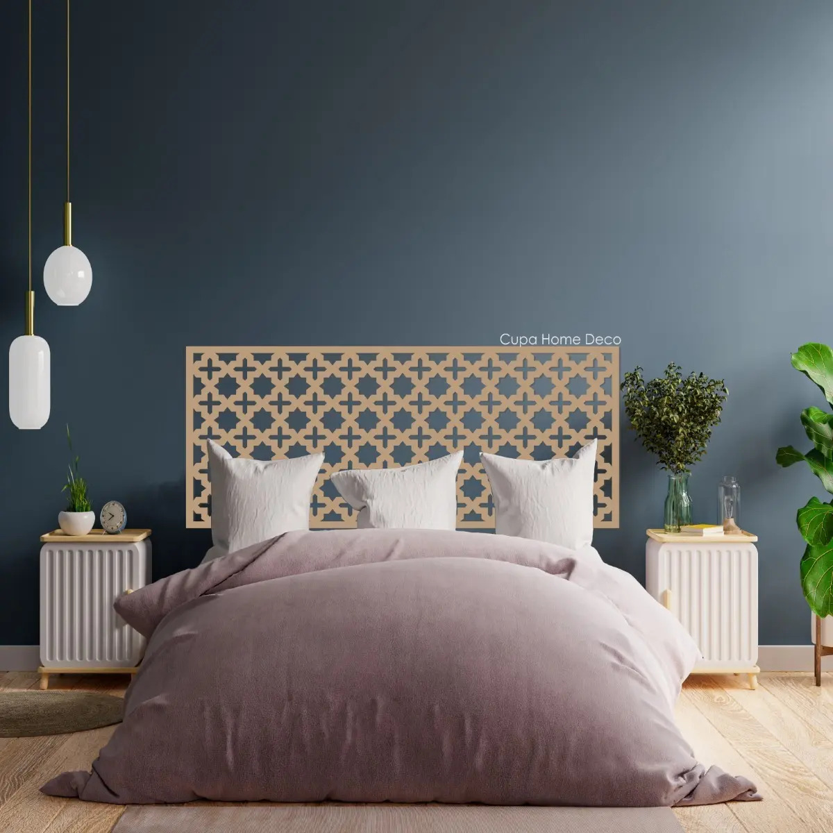 Respaldo De Cama Sommier Calado Arabik 2 Plazas - 140cm - Marrón Natural