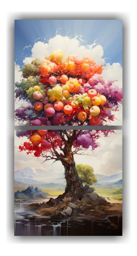 160x80cm Arte De Pared Frutas Colores Arcoíris Flores