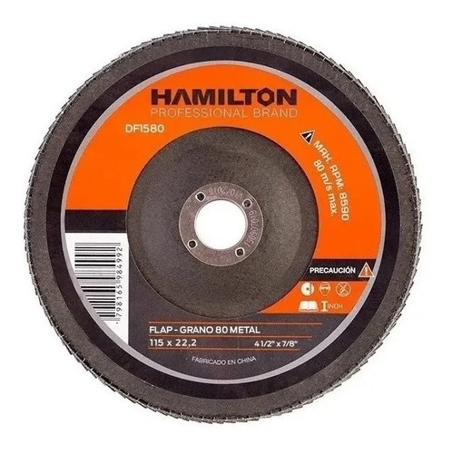 Disco Flap Abrasivo 115mm Hamilton Df1580 Grano 80