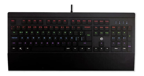 Teclado gamer HP GK500 QWERTY cor preto com luz RGB