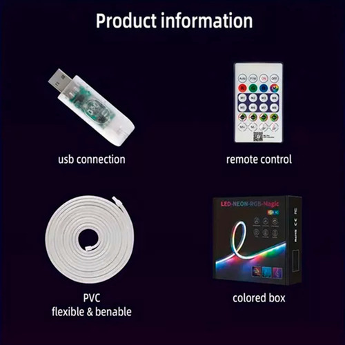 Cinta Tira Luz Led Rgb Neon Flex Bluetooth Usb 5mtr Control