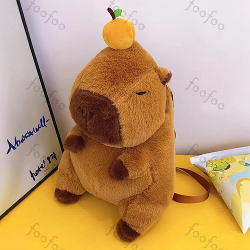 Bonita Mochila Felpa Forma Capibara Para ,mochila De Peluche De Capibara Foofoo Melocotón