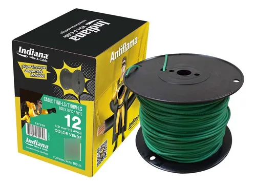 comprar Cable De Cobre Cal. 12 Thw 100 Mts Indiana Cubierta Verde