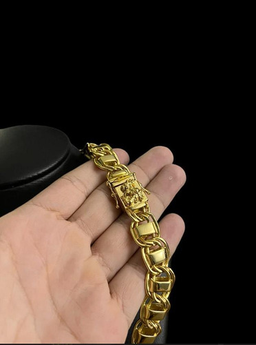 Cordão Dubai 15mm Banhado A Ouro 18k + Pingente São Jorge