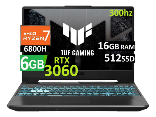 Asus Tuf A15 300hz R7-6800h 16gb Dr5 512ssd Rtx3060 6gb