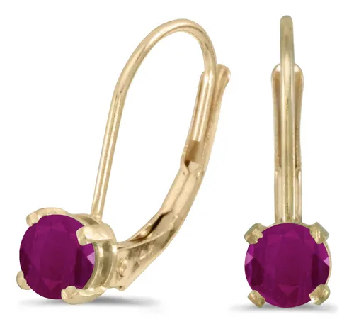 Aretes De Oro Amarillo De 14 K Con Forma De Rubi Redondo, Ru