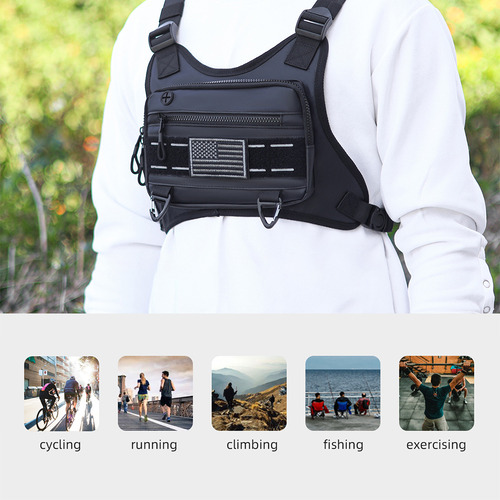 Mochila Respirável Frontal, Esportiva, Corrida, Bolsa Mascul