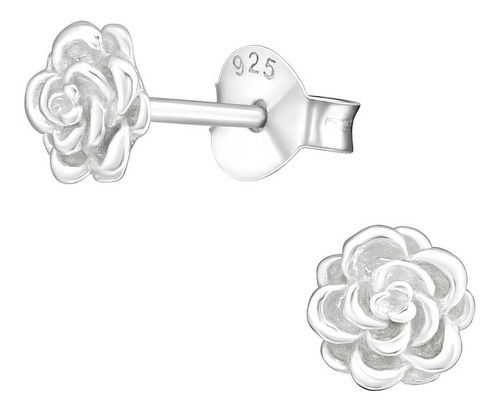 Aros Mini Rosa Flor De Plata 925 Para 2da Y 3era Perforacion
