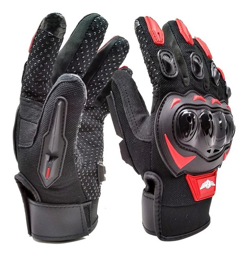 Guantes Moto Kov Pro Touch Limpia Mica Motociclismo Color Negro/rojo Talla S