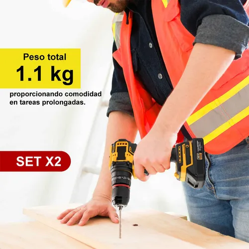 Set X2 Taladro Inalámbrico 36v 14 Acc 2 Baterías Recargables
