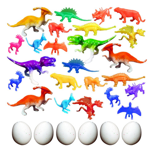 20 Dinosaurios Y Animales Fluo + Huevo Souvenir Piñata Niño