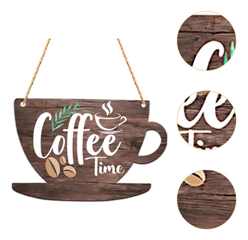 Para Coffee Bar Door Sign Decoration 2d Retro Style Oro Cup