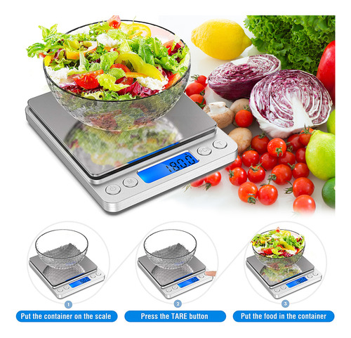 Báscula De Cocina De 3 Kg/0,1 G: Accue Para Cocinar Y Hornea
