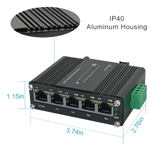 Interruptor Industrial Gigabit Ethernet Poe De 5 Puertos 10/