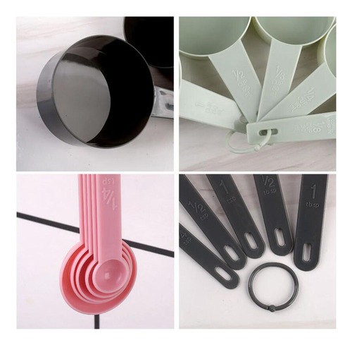 4 Conjunto De Cucharas Y Tazas Medidoras En Tono 4 Piezas