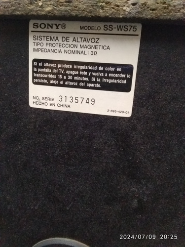 Caixa Sub Woofer Sony Ss-ws 75 Usada (Usado)