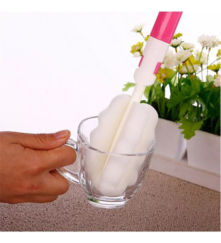 Set 3 Esponja Cepillo Limpieza Mango Desmontable Vaso Cocina