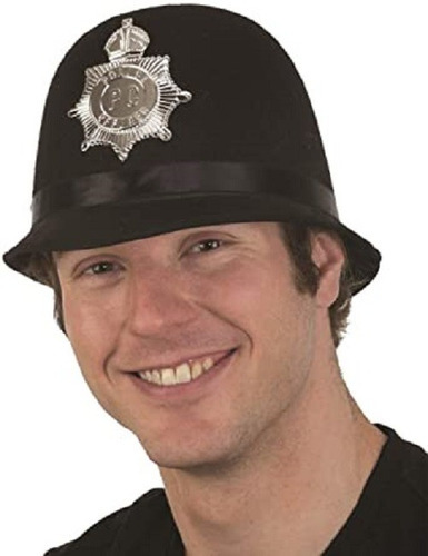 Casco De Policia Britanico Ingles Policeman Sombrero Gorro Color Negro