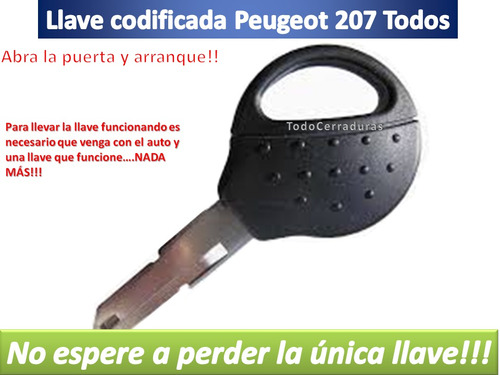 Imagen 1 de 2 de Llave  Codificada Peugeot 207 Todos Se Programa En El Auto