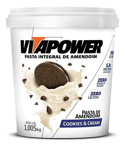 comprar Pasta Integral De Amendoim 1005g Cookies And Cream Vitapower
