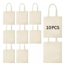 Comprar 10pcs Tote Bag Bolsas De Manta Cruda 40 X 35cm. 100% Algodn