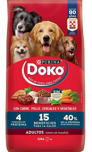 Alimento Para Perro Doko Adultos Con Carne Y Cereales 18kg