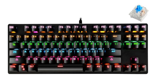 Teclado Gamer Mecánico Racmekey Con Luz Rgb Axis Azul/negro Color del teclado Black//Azul Axis Idioma US English (USB2.0)