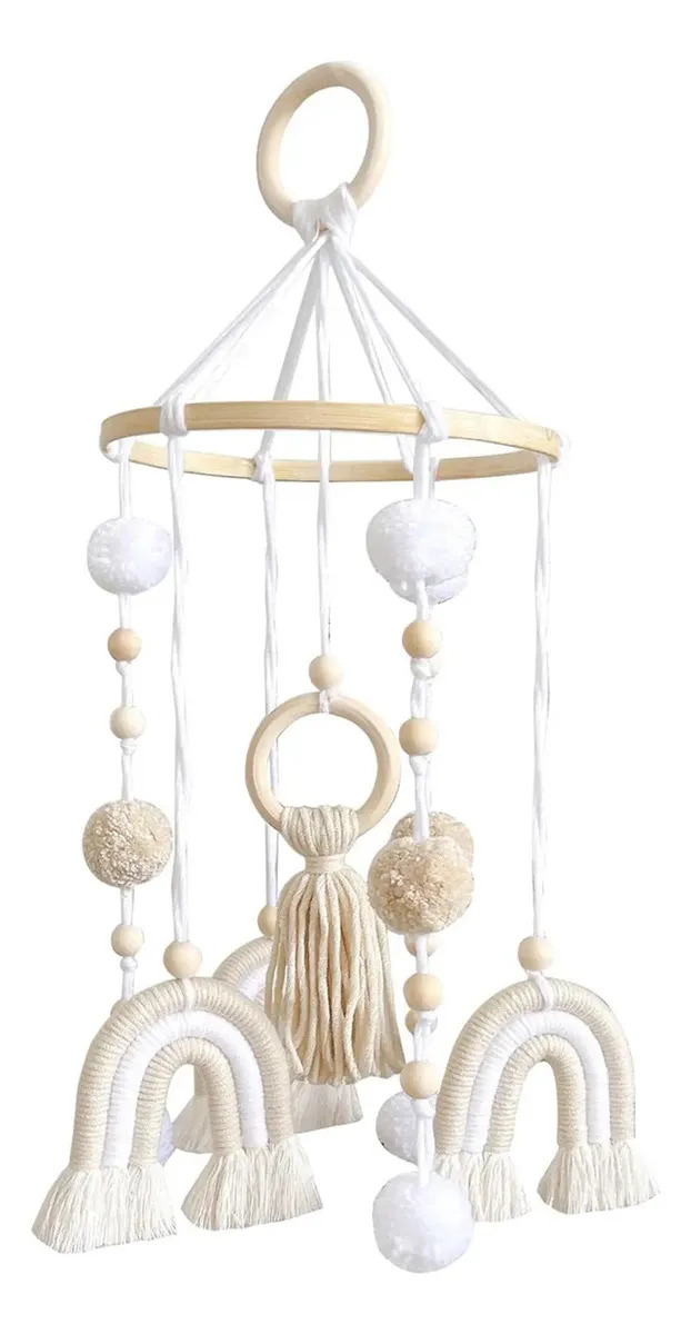 Berço móvel de feltro Baby Cloud para berço | Berço móvel para berçário Berço móvel Macramé Rainbow Baby Roof Mobile Boho Mobile Hanging A/r