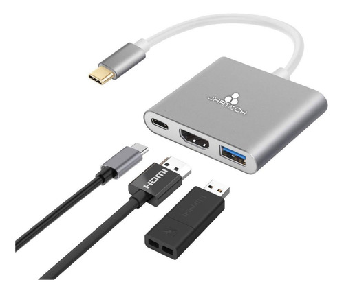 Hub Adaptador Usb Tipo C 3 En 1 Hdmi Para Mac Macbook Pc