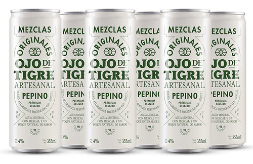 Imagen 1 de 1 de Seltzer Ojo De Tigre Pepino 355 Ml (6 Pack)