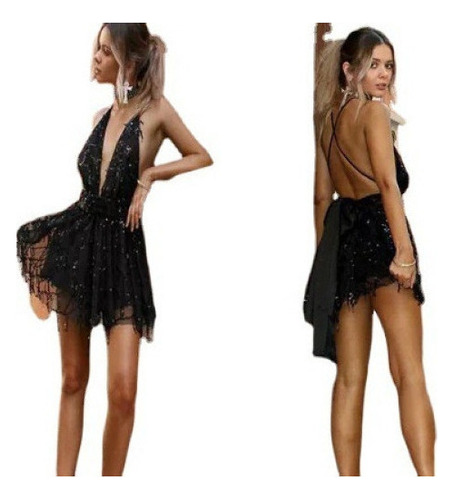 Vestido De Noche De Lentejuelas Sin Espalda Sexy