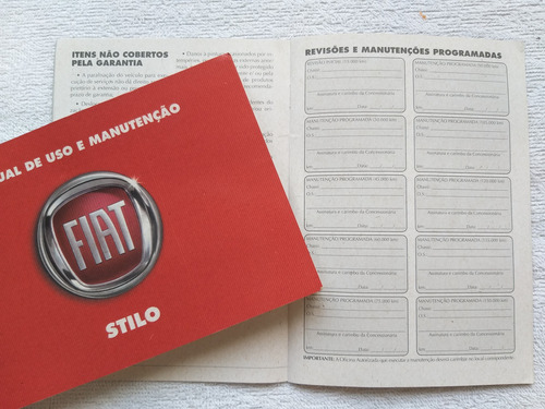 Manual Do Proprietário Do Fiat Stilo - Edição Fevereiro/2008 (Usado)