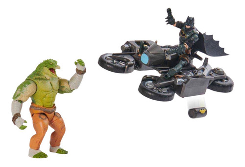 Boneco Batman E Crocodilo Pack De Batalha Com Batciclo
